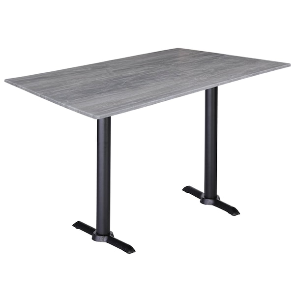 Two 30 Tall OD211EB Black Table Bases wa 22 Foot and a 30x48 Greystone Top, IndoorOutdoor